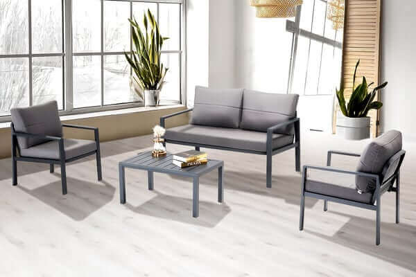 Sicilia Gray 4-Piece Aluminum Patio Set – Durable & Elegant
