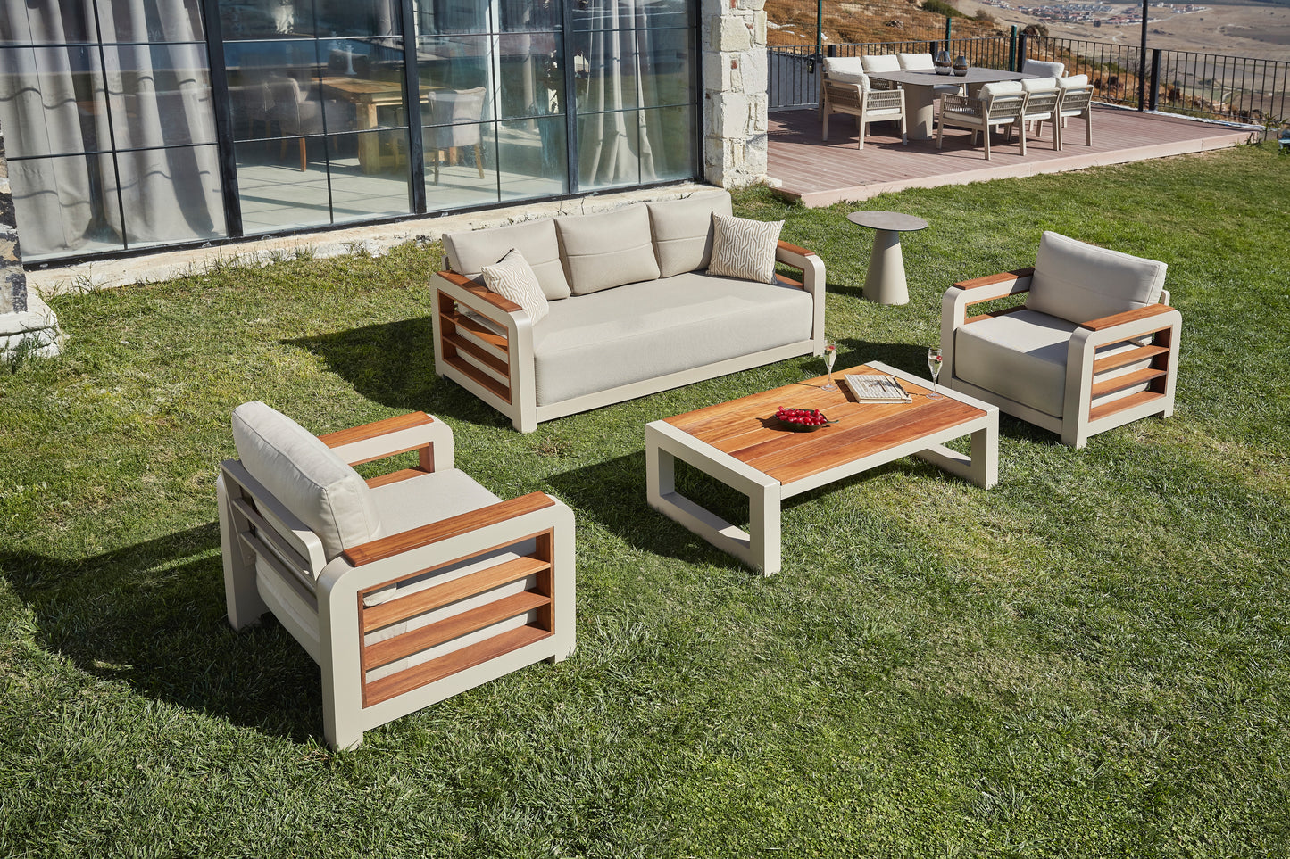 Monza Aluminum Garden Balcony Seating Group with Coffee Table