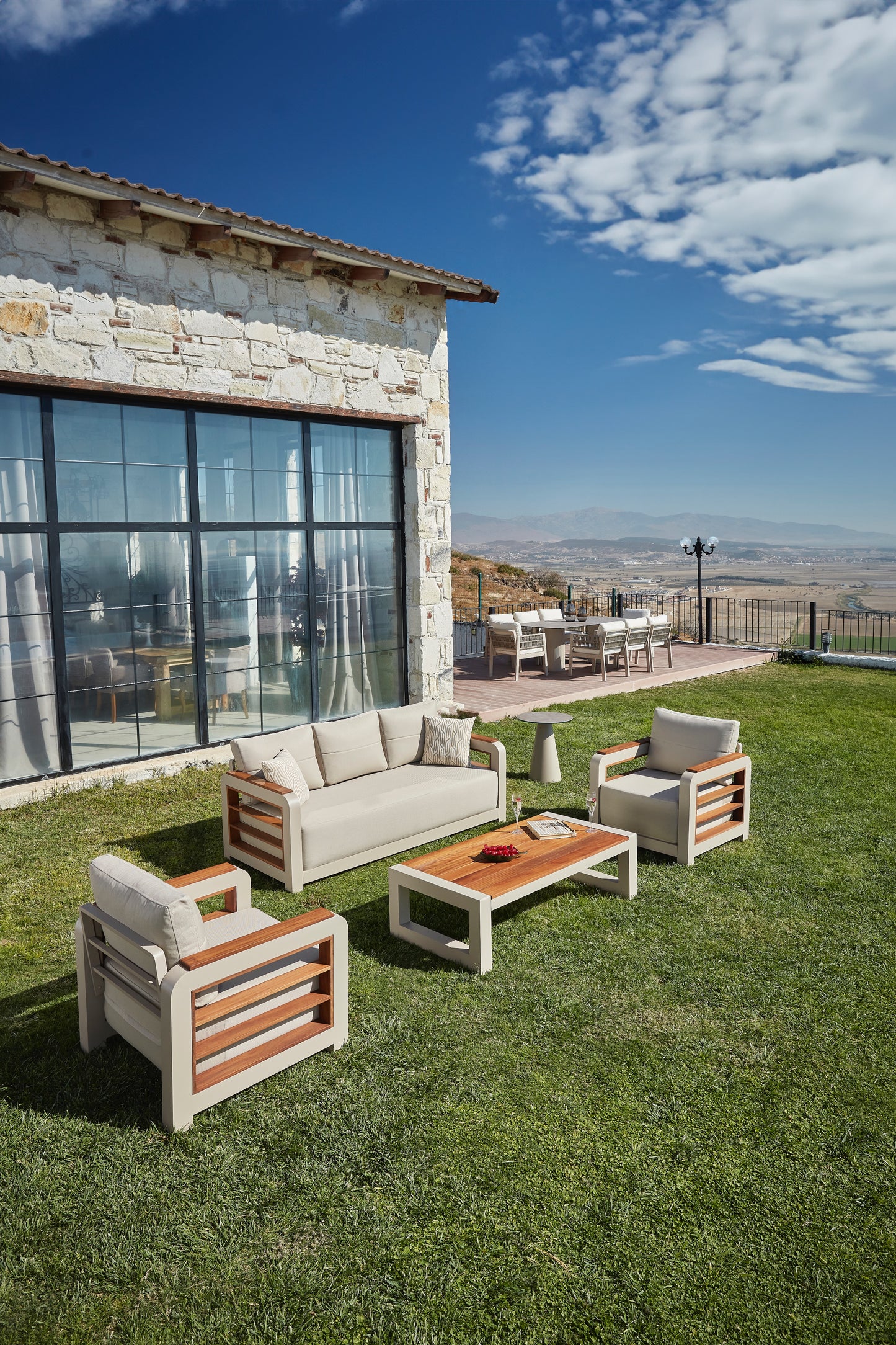Monza Aluminum Garden Balcony Seating Group with Coffee Table