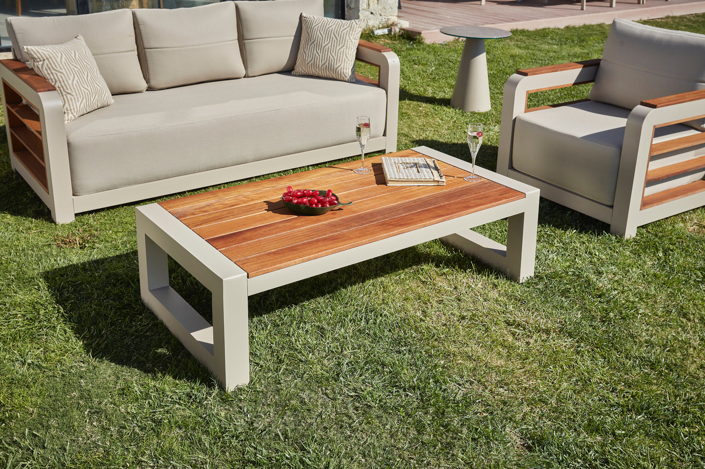 Monza Aluminum Garden Balcony Seating Group with Coffee Table
