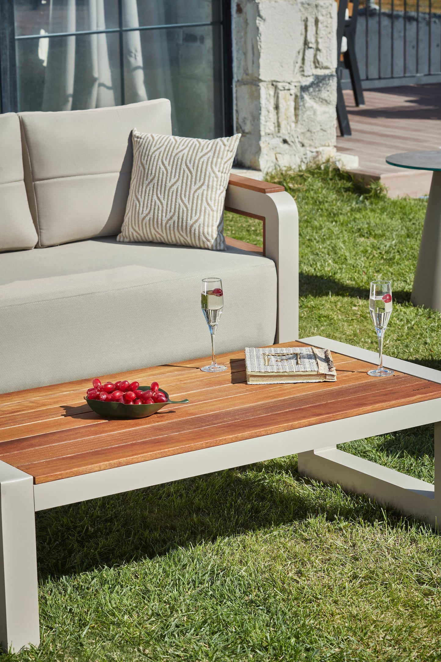 Monza Aluminum Garden Balcony Seating Group with Coffee Table