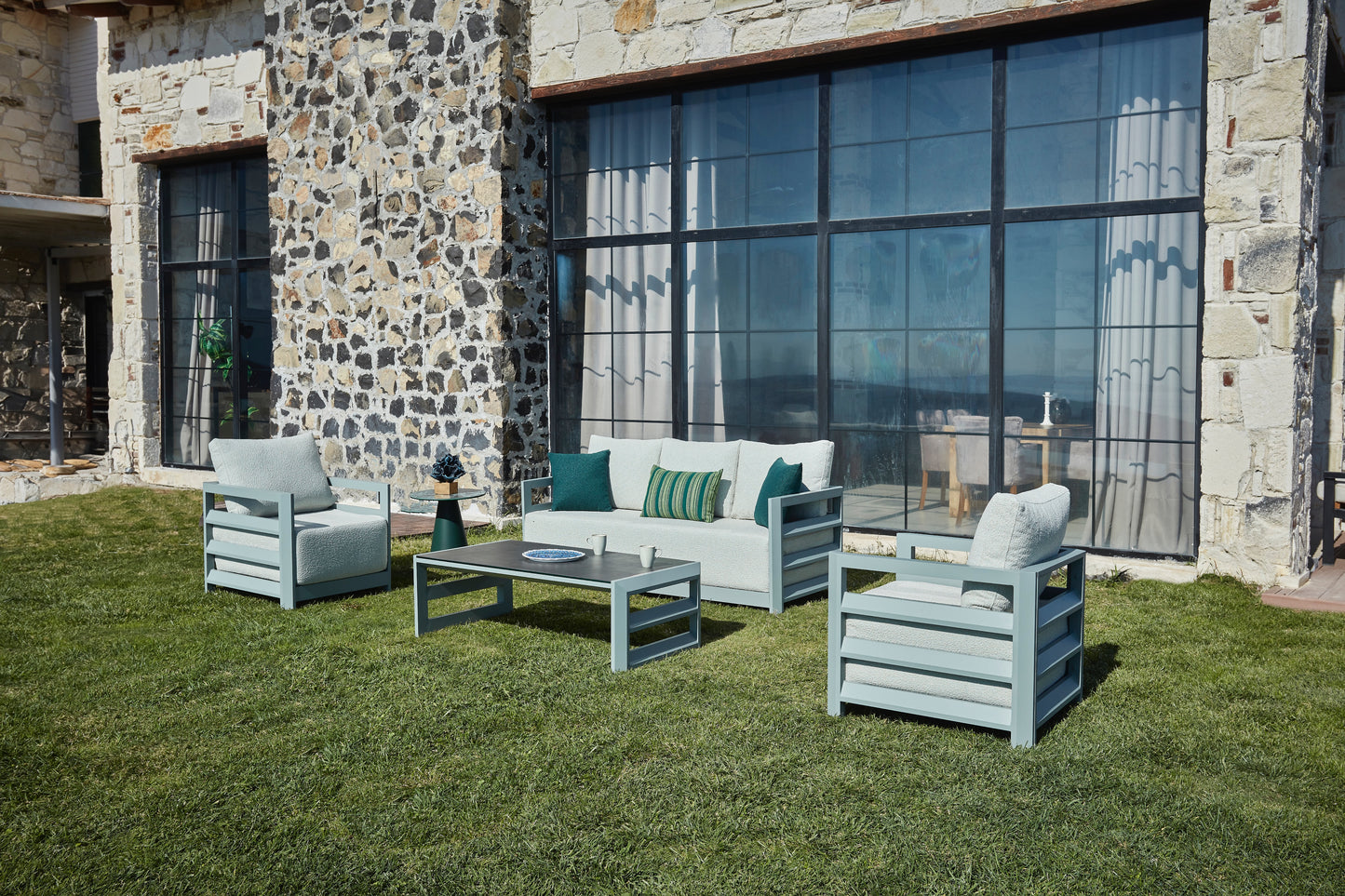 Mastro Aluminum Garden Balcony Seating Group with Coffee Table