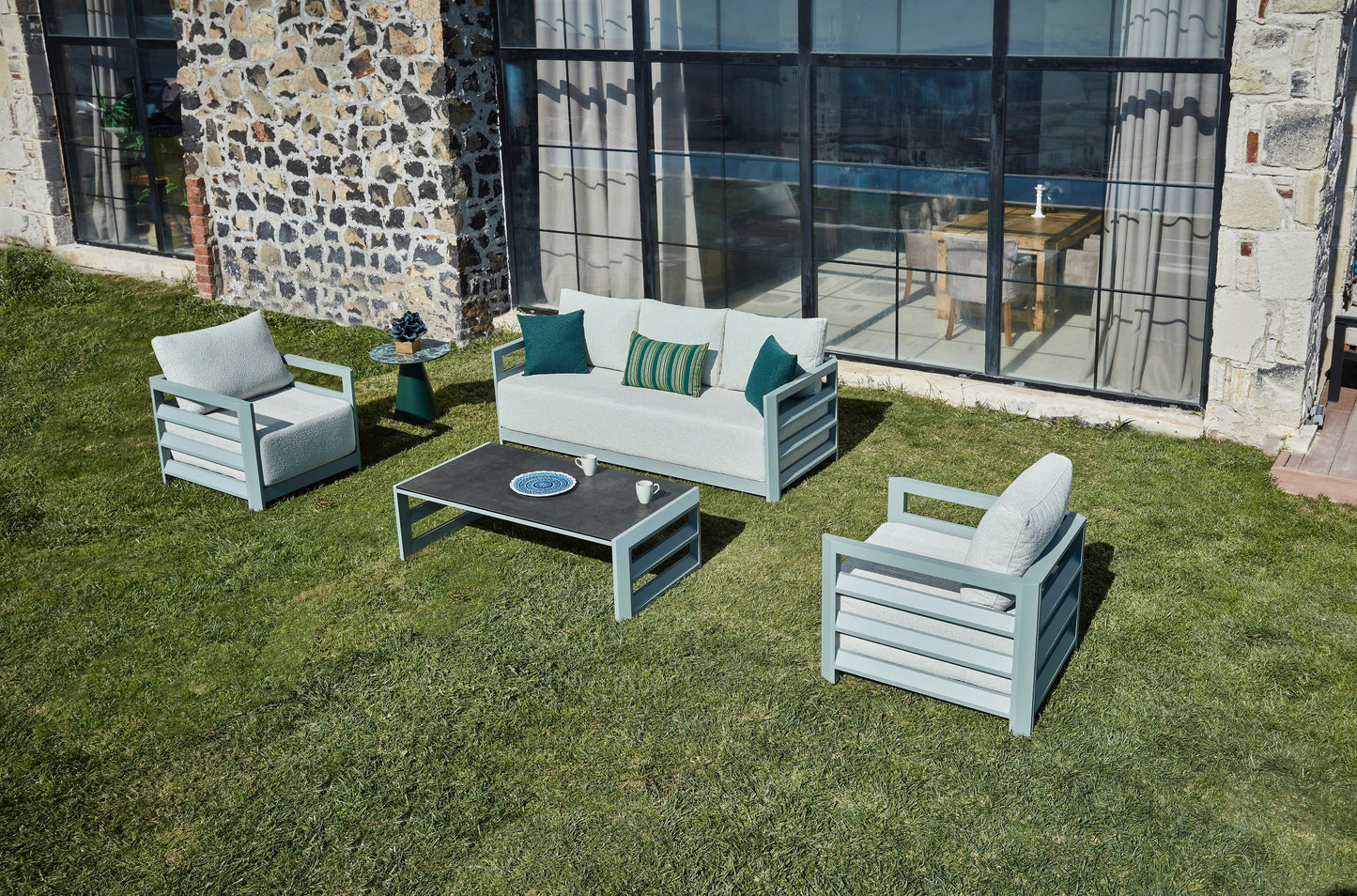 Mastro Aluminum Garden Balcony Seating Group with Coffee Table