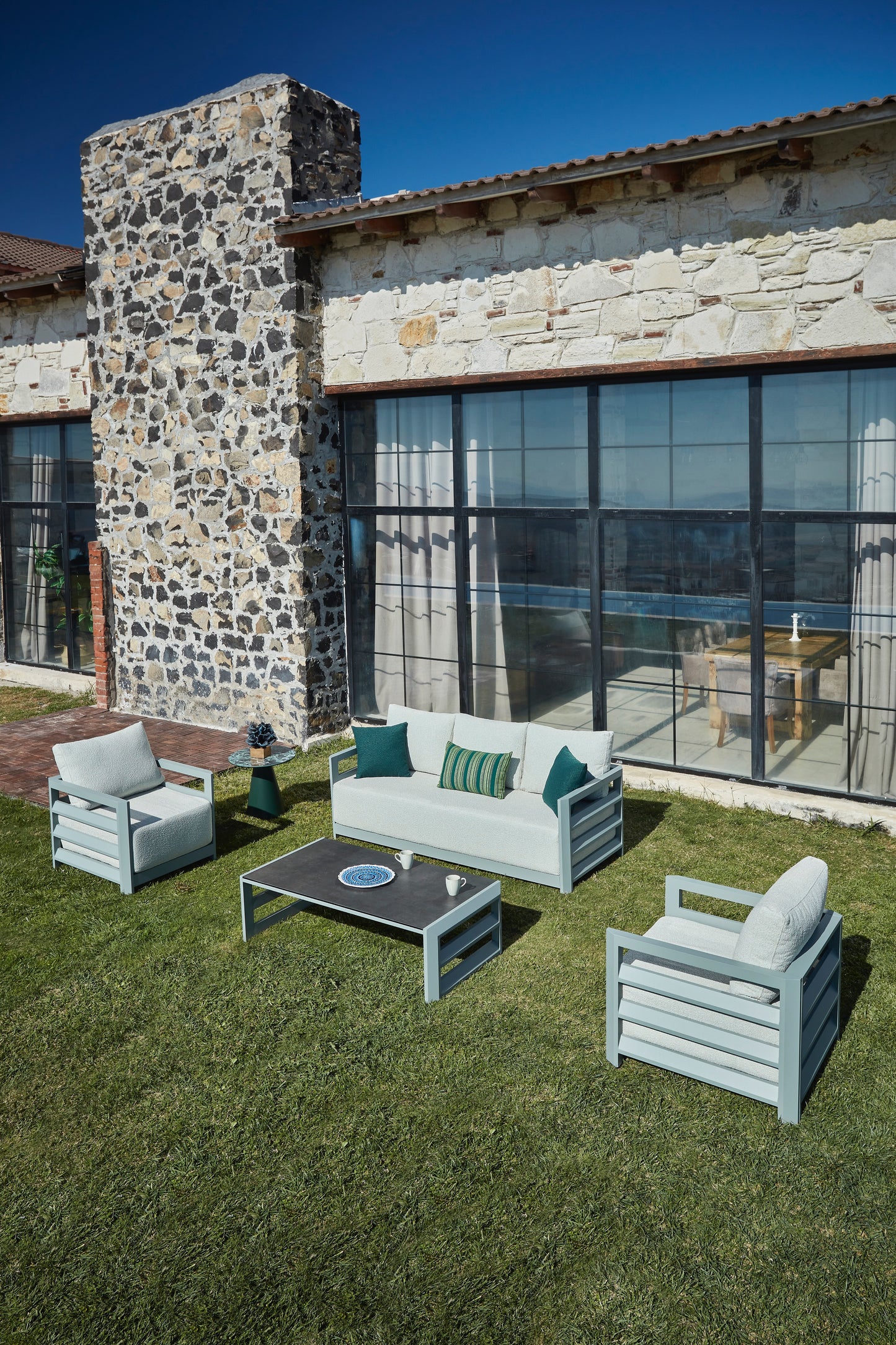Mastro Aluminum Garden Balcony Seating Group with Coffee Table