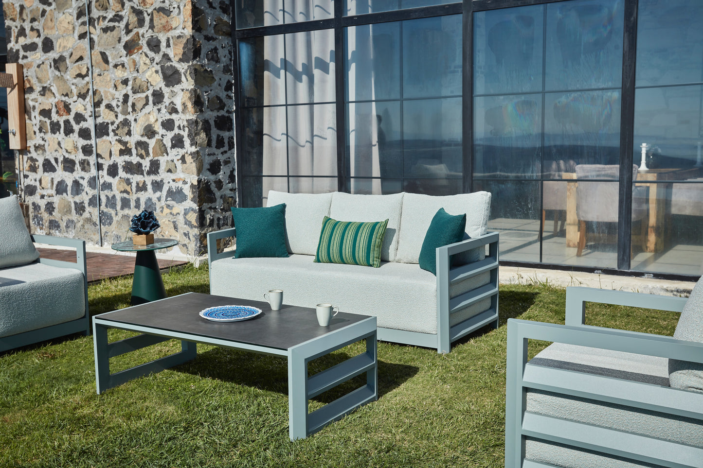 Mastro Aluminum Garden Balcony Seating Group with Coffee Table