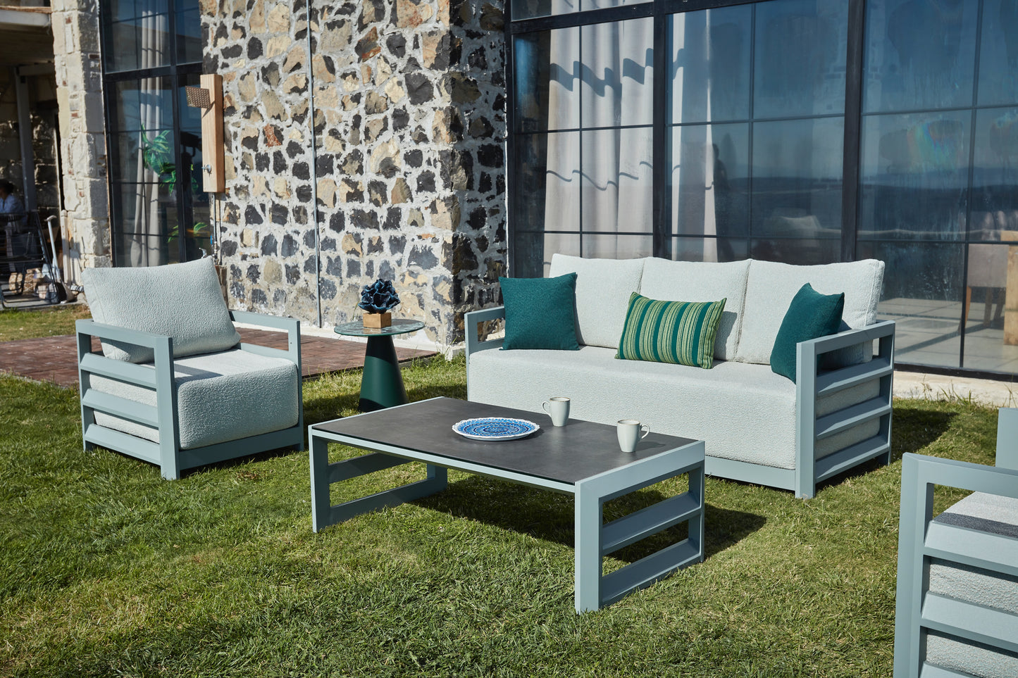 Mastro Aluminum Garden Balcony Seating Group with Coffee Table