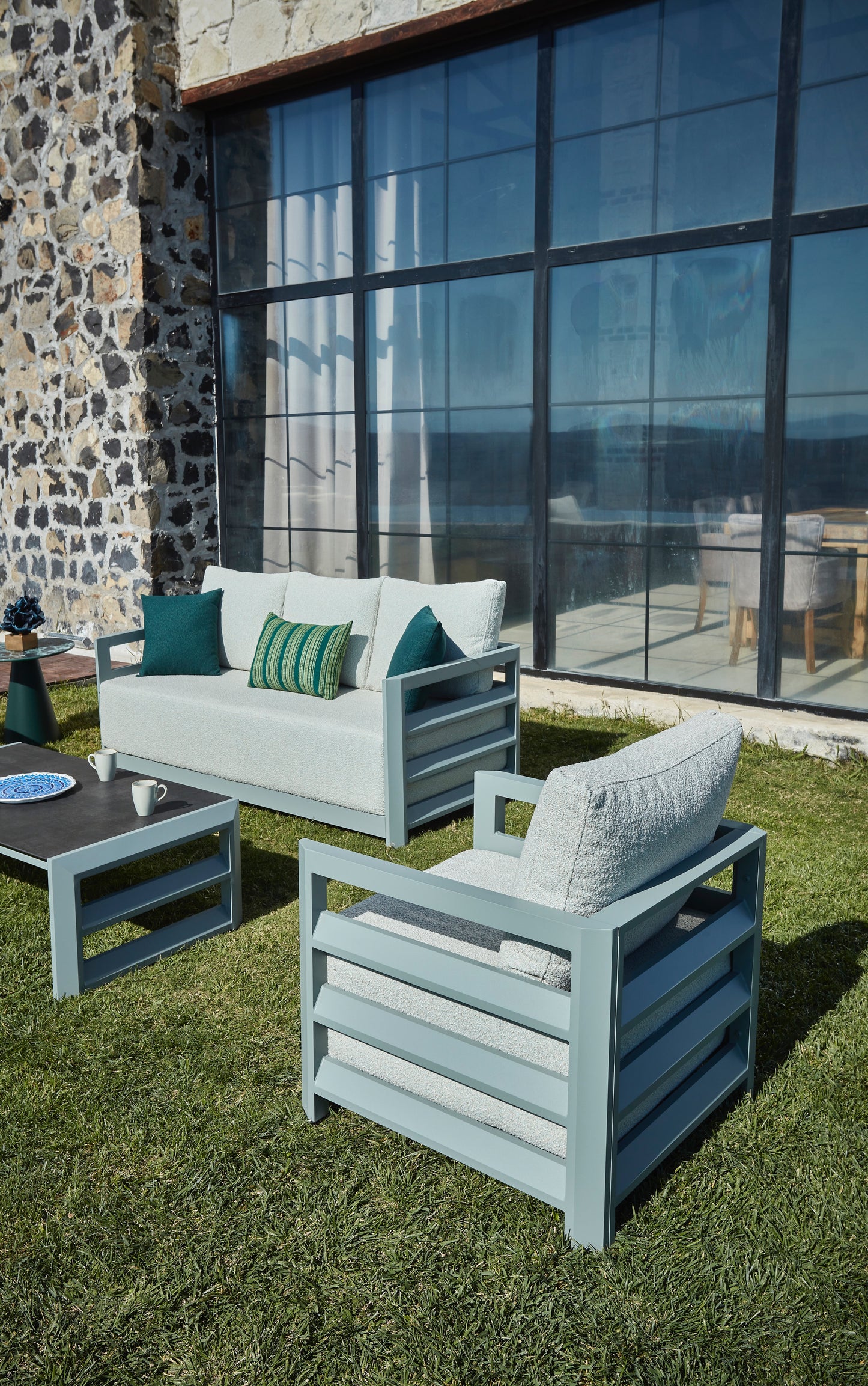 Mastro Aluminum Garden Balcony Seating Group with Coffee Table