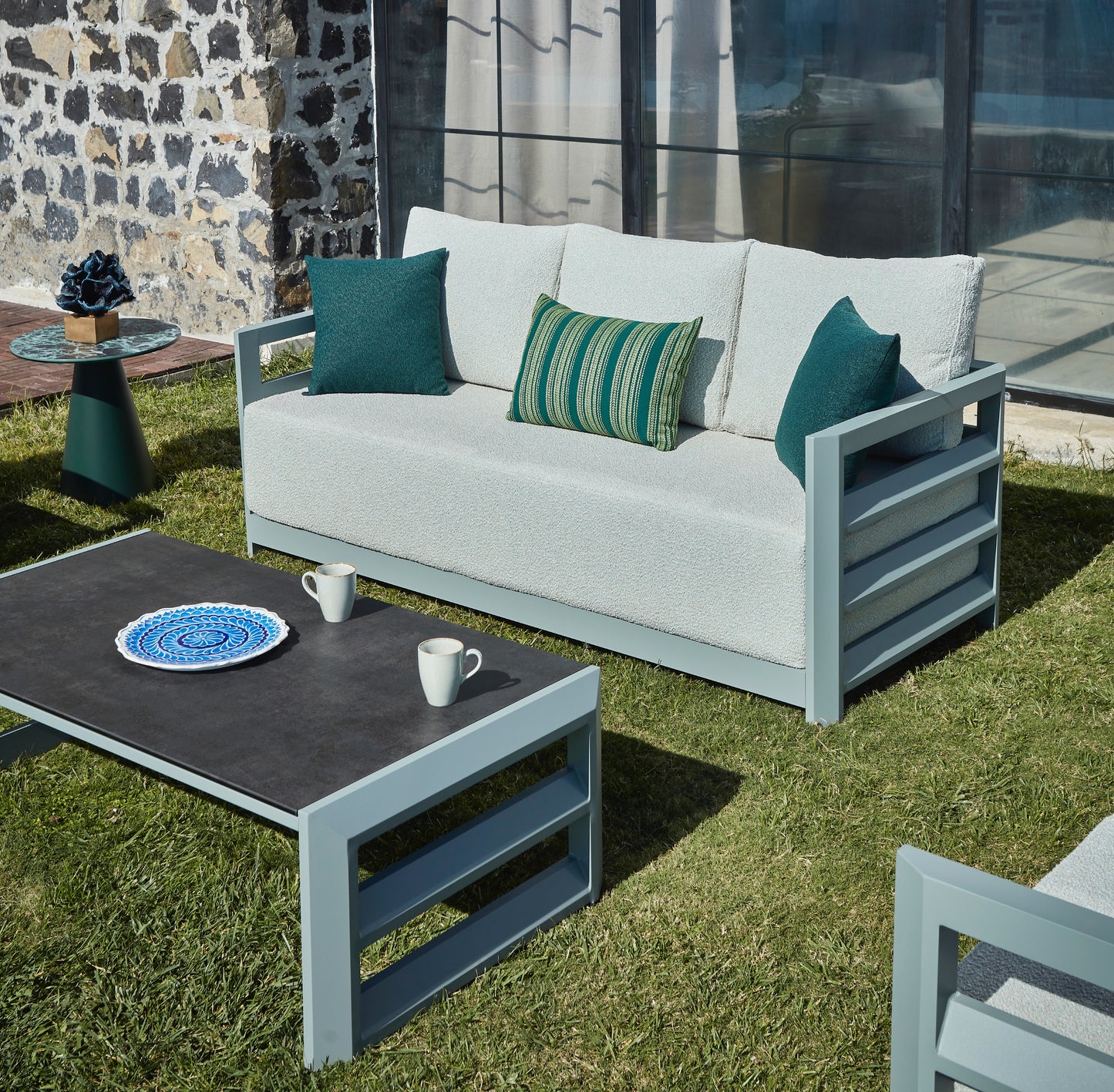 Mastro Aluminum Garden Balcony Seating Group with Coffee Table