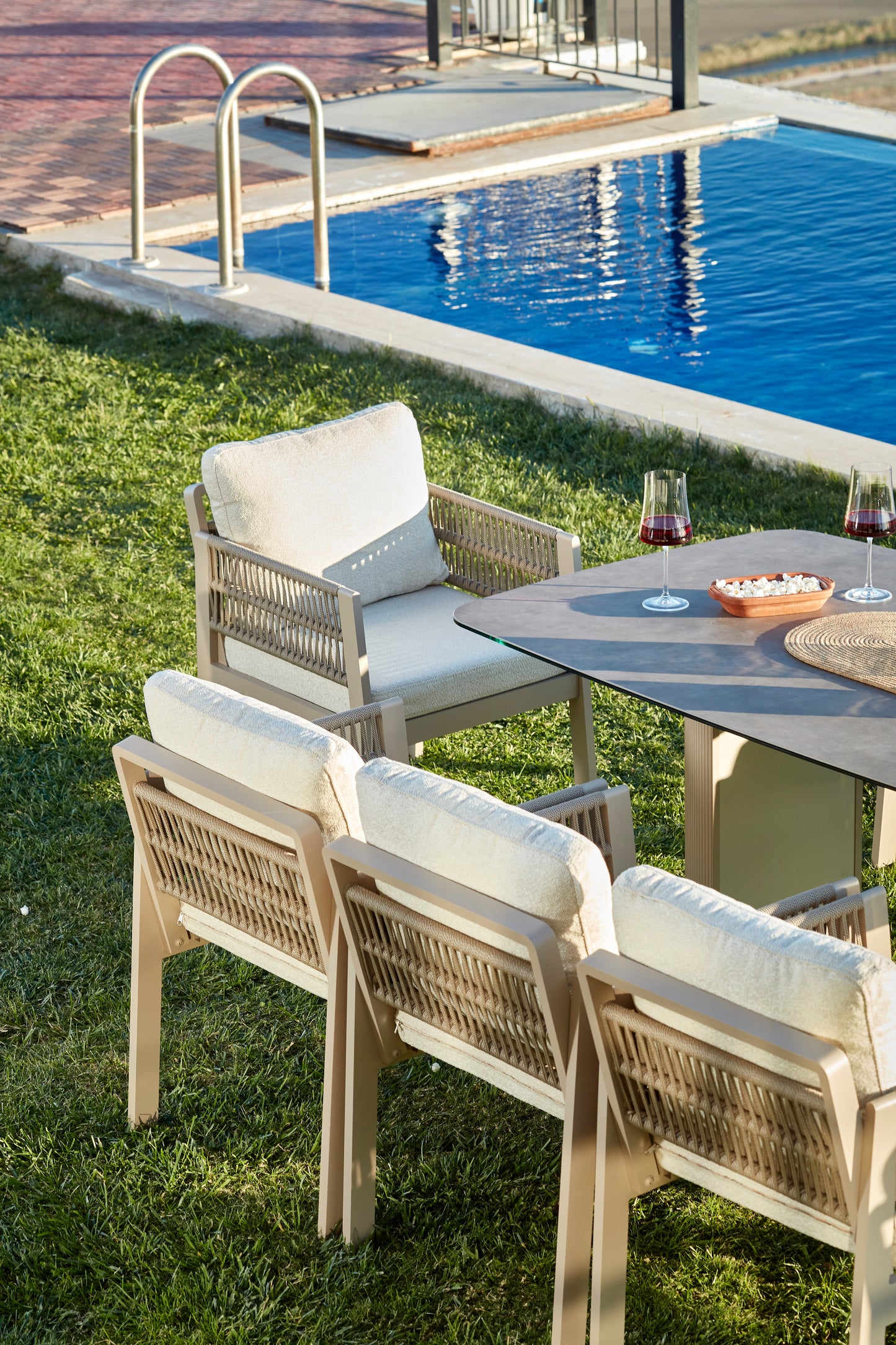 Aperta 9 Pieces Rectangle Ceramic Top Aluminum Outdoor Patio Dining Set for 8 Person