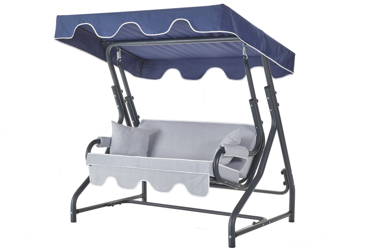 Tetto 2-Seat Porch Swing with Adjustable Backrest, Cushions, and Pillows Included