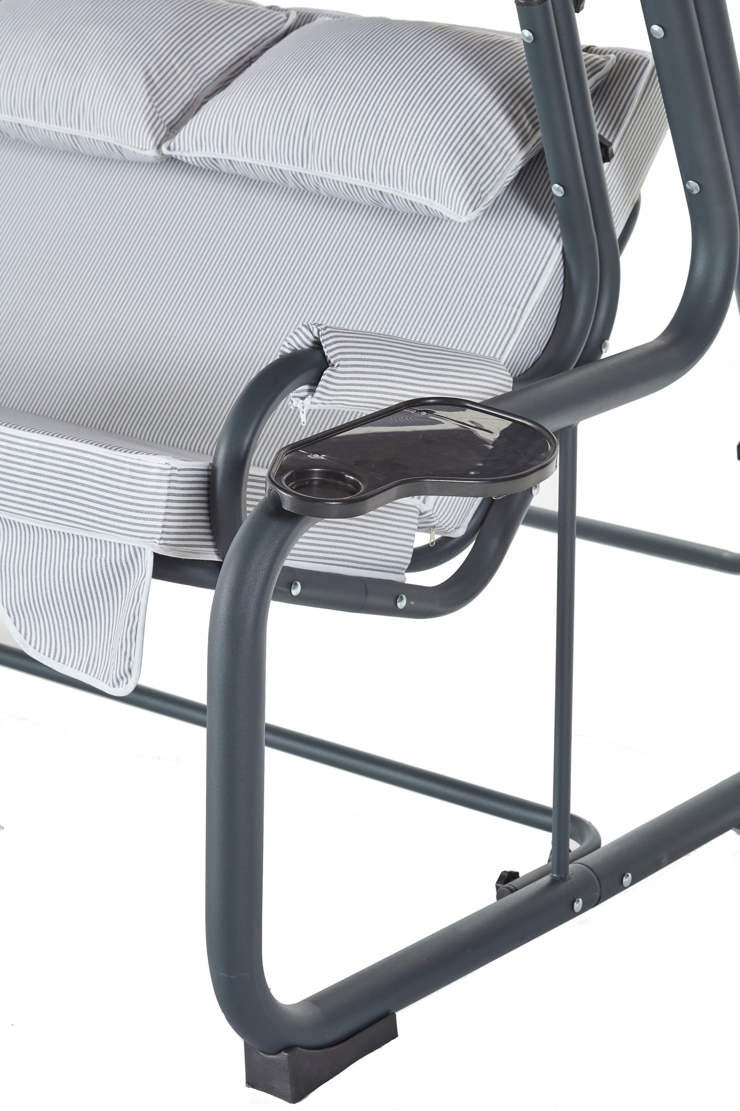 Oscillazione 3-Seat Garden Swing with Adjustable Canopy, Cushions, and Cup Holders Included