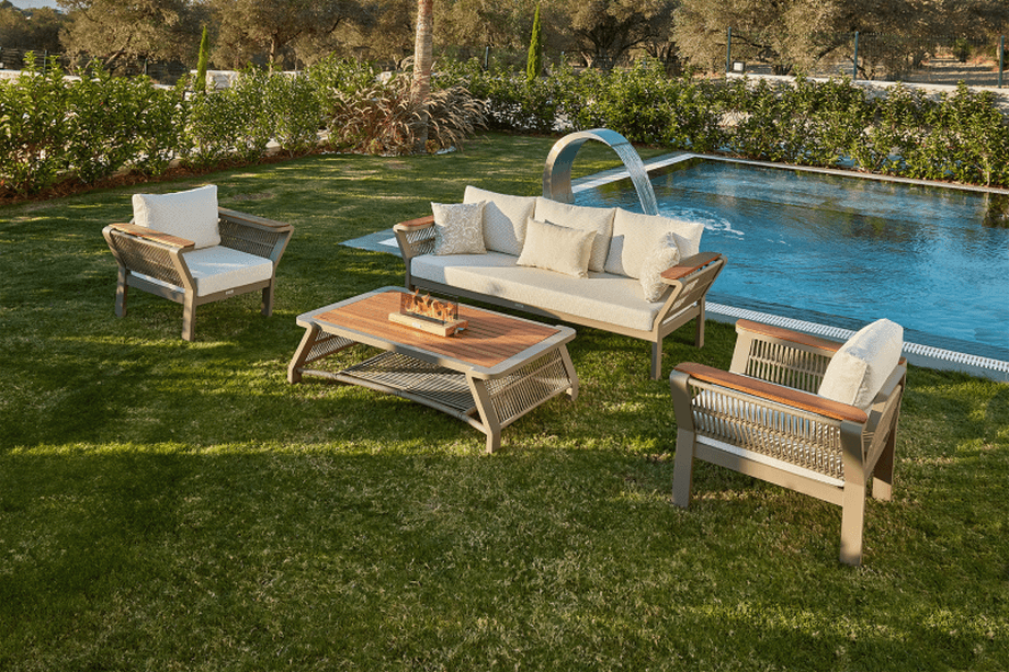 Vicenza Aluminum Garden Balcony Seating Group with Coffee Table