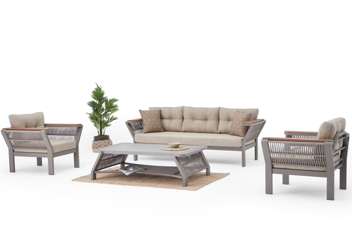 Vicenza Aluminum Garden Balcony Seating Group with Coffee Table