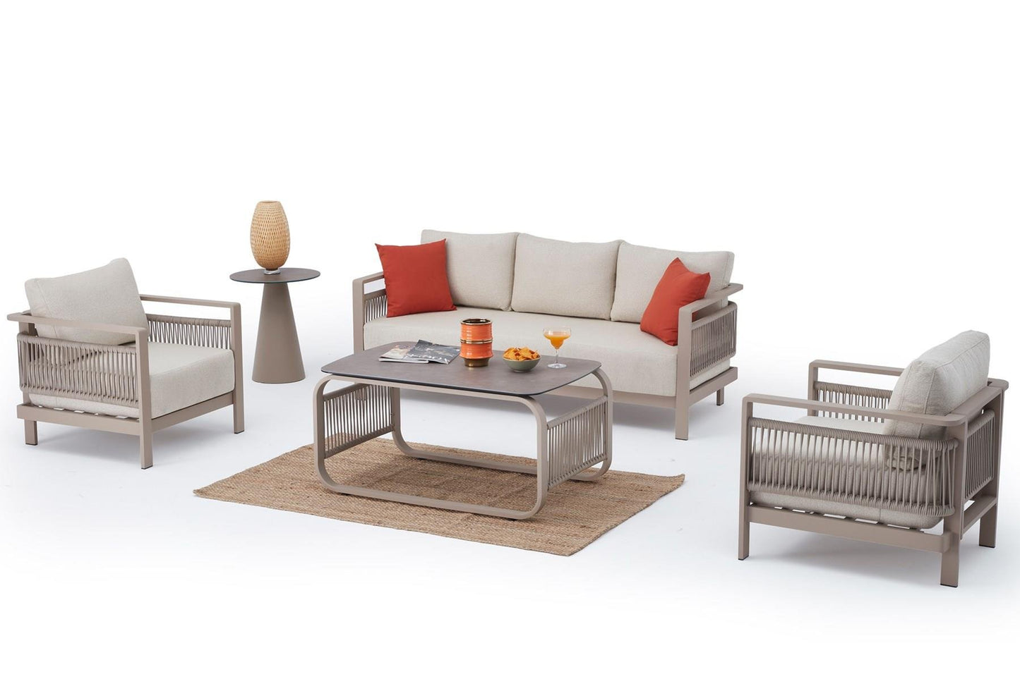 Rome 4 - Piece Aluminum Outdoor Sofa Seating Group with Cushions