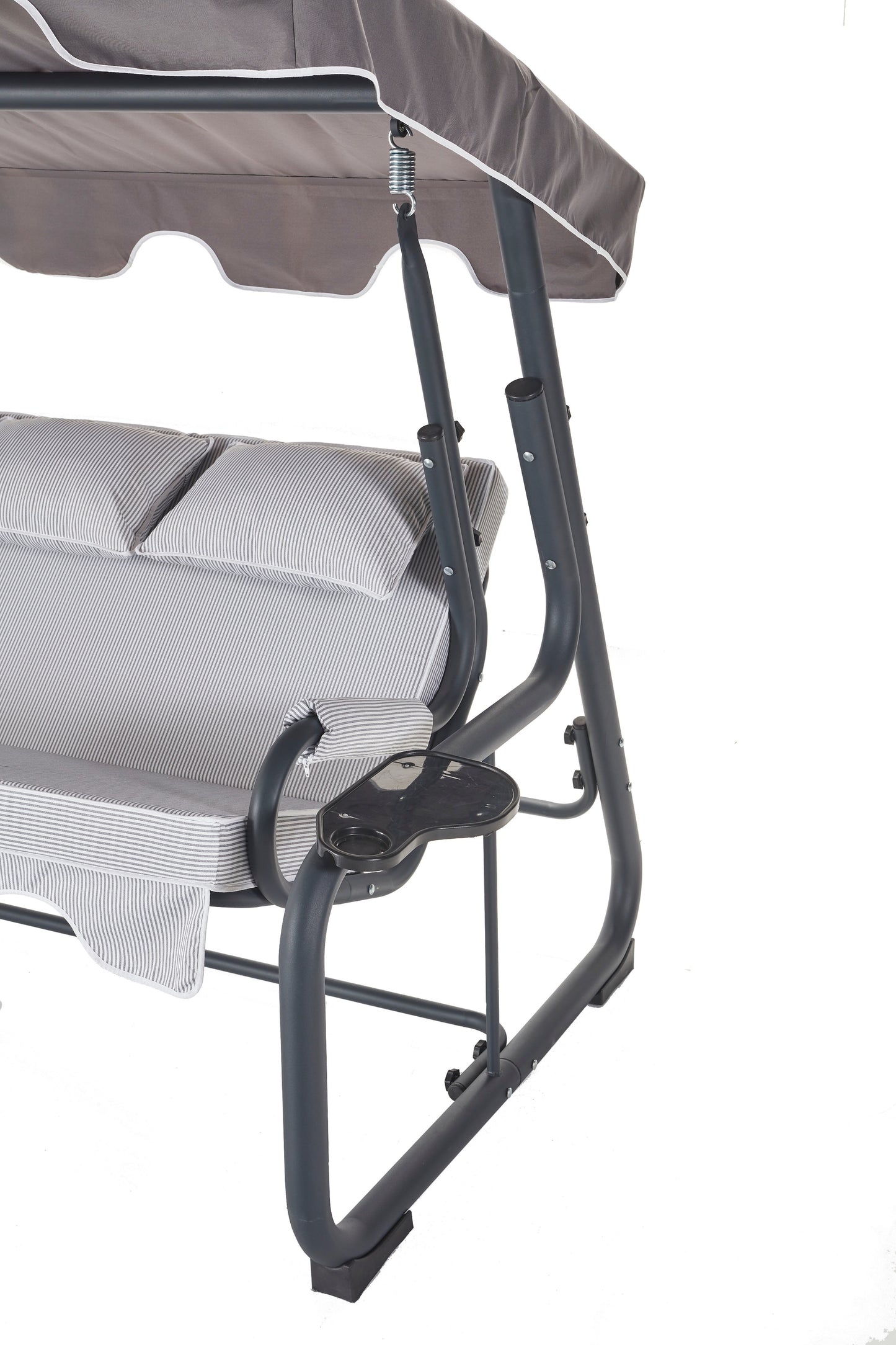 Oscillazione 3-Seat Garden Swing with Adjustable Canopy, Cushions, and Cup Holders Included