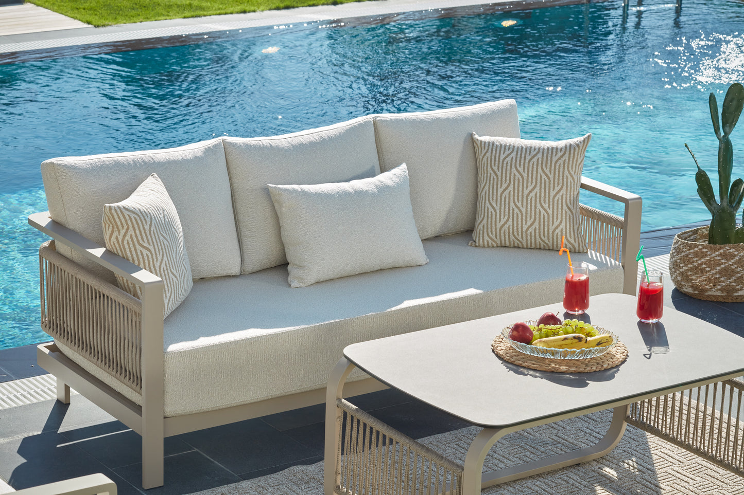 Rome 4 - Piece Aluminum Outdoor Sofa Seating Group with Cushions