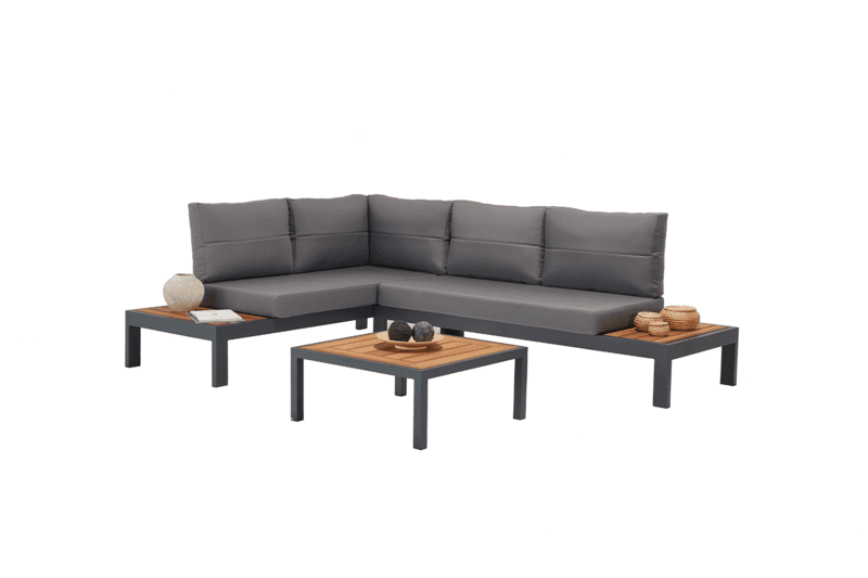 Verona 3-Piece Aluminum L-Shaped Modular Outdoor Sectional Sofa Set with Coffee Table