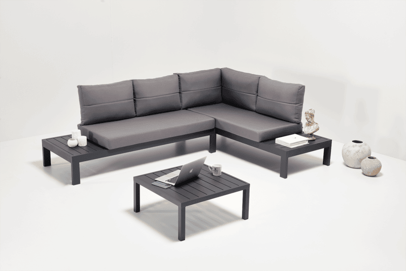 Verona 3-Piece Aluminum L-Shaped Modular Outdoor Sectional Sofa Set with Coffee Table